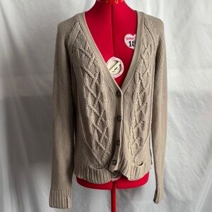 Devoted Tan Cable Knit Cardigan Sweater